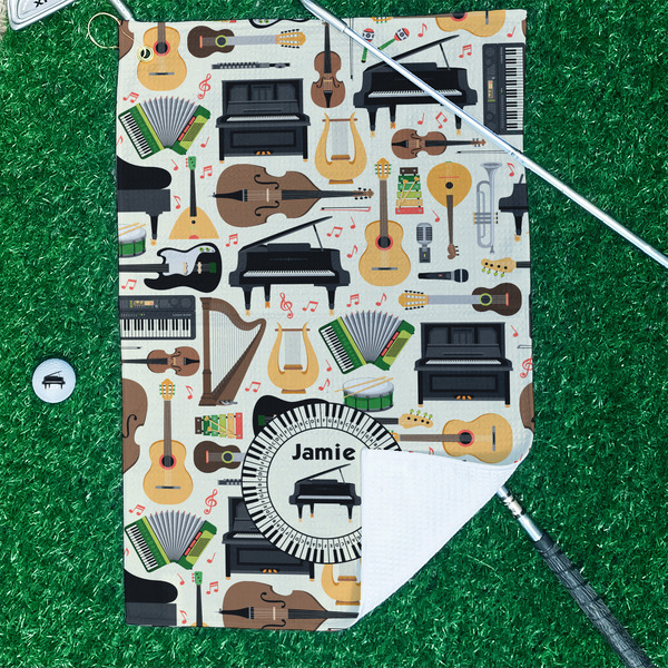 Musical Instruments Waffle Weave Golf Towel - In Context