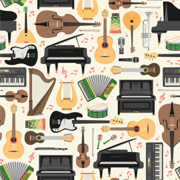 Custom Musical Instruments Wallpaper & Surface Covering (Peel & Stick 24"x 24" Sample)