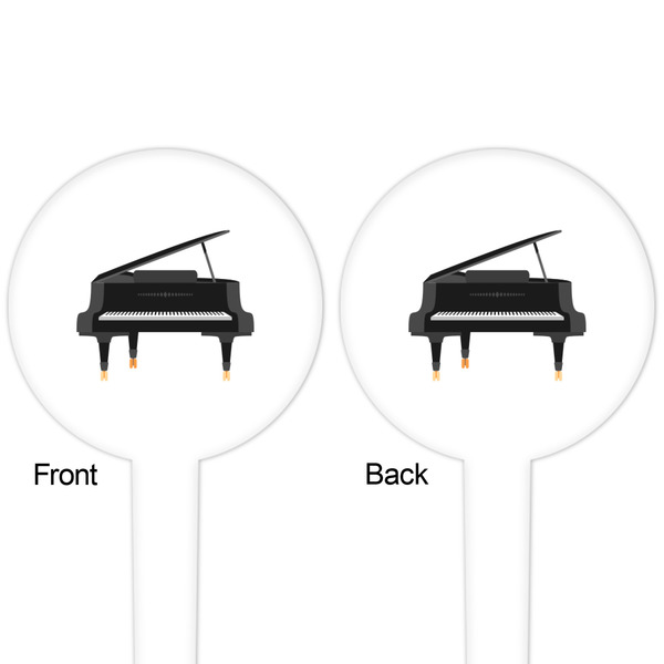 Musical Instruments White Plastic 4" Food Pick - Round - Double Sided - Front & Back