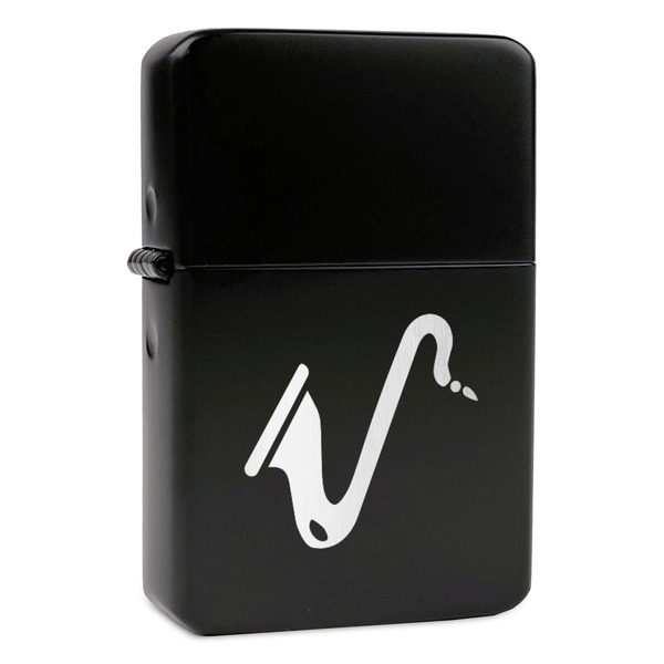 Custom Musical Instruments Windproof Lighter - Black - Single Sided & Lid Engraved