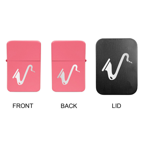 Musical Instruments Windproof Lighters - Pink, Double Sided, w Lid - APPROVAL
