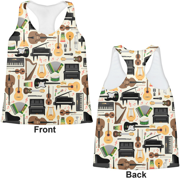 Musical Instruments Womens Racerback Tank Tops - Medium - Front and Back