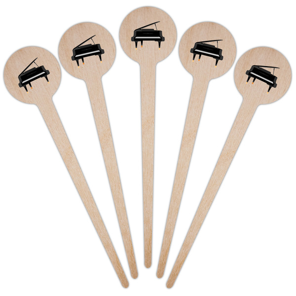 Musical Instruments Wooden 4" Food Pick - Round - Fan View