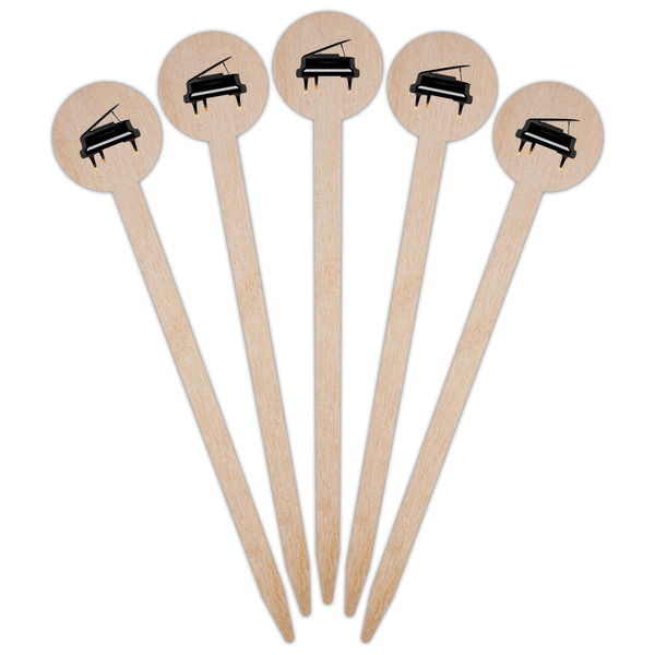 Musical Instruments Wooden 6" Food Pick - Round - Fan View