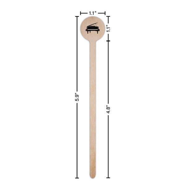 Musical Instruments Wooden 6" Stir Stick - Round - Dimensions