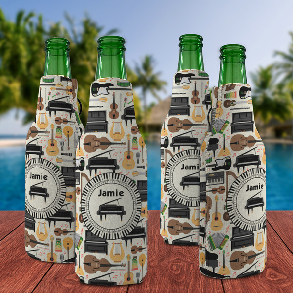 Musical Instruments Zipper Bottle Cooler - Set of 4 - LIFESTYLE
