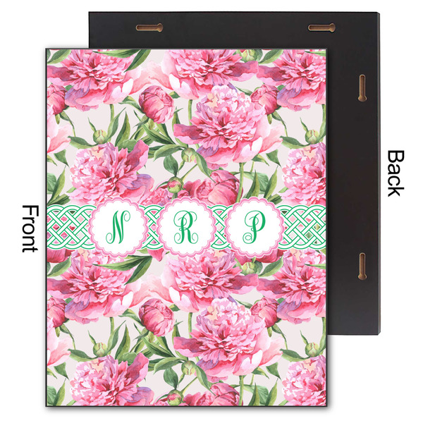 Watercolor Peonies 11x14 Wood Print - Front & Back View