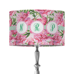 Watercolor Peonies 12" Drum Lamp Shade - Fabric (Personalized)