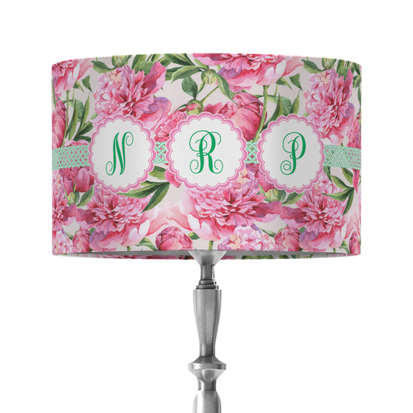 Custom Watercolor Peonies 12" Drum Lamp Shade - Fabric (Personalized)