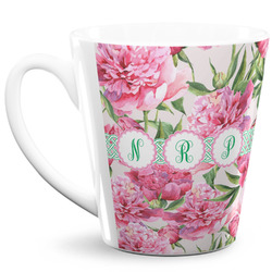 Watercolor Peonies 12 Oz Latte Mug (Personalized)