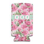 Watercolor Peonies Can Cooler (tall 12 oz) (Personalized)