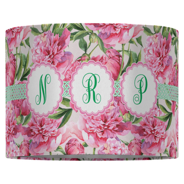 Watercolor Peonies 16" Drum Lampshade - FRONT (Fabric)