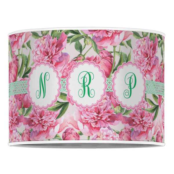 Watercolor Peonies 16" Drum Lampshade - FRONT (Poly Film)