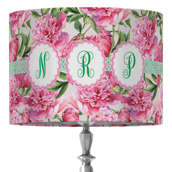 Custom Watercolor Peonies 16" Drum Lamp Shade - Fabric (Personalized)
