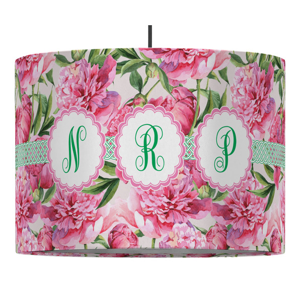 Watercolor Peonies 16" Drum Lampshade - PENDANT (Fabric)