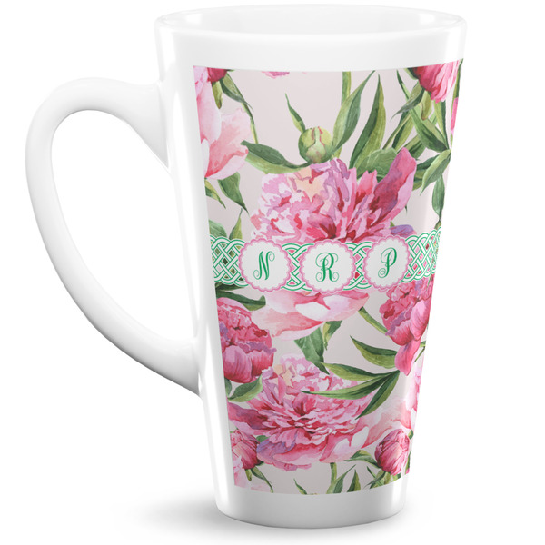 Custom Watercolor Peonies Latte Mug (Personalized)