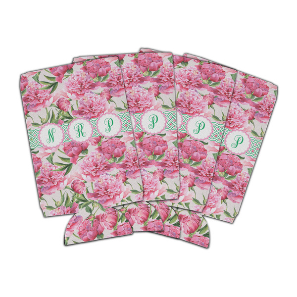 Custom Watercolor Peonies Can Cooler (16 oz) - Set of 4 (Personalized)