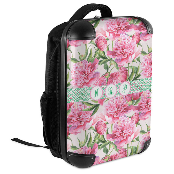 Watercolor Peonies 18" Hard Shell Backpacks - ANGLED VIEW