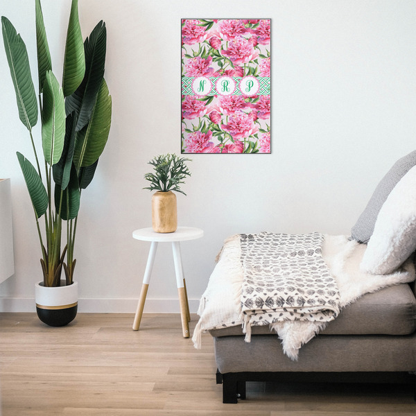 Watercolor Peonies 20x30 Wood Print - In Context