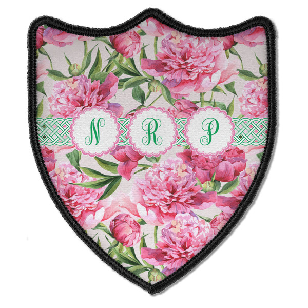 Custom Watercolor Peonies Iron On Shield Patch B w/ Multiple Names