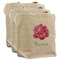 Watercolor Peonies 3 Reusable Cotton Grocery Bags - Front View