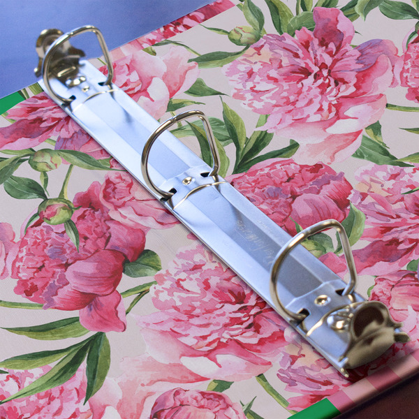 Watercolor Peonies 3 Ring Binders - Full Wrap - 1" - DETAIL