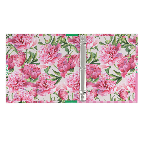 Watercolor Peonies 3 Ring Binders - Full Wrap - 1" - OPEN INSIDE