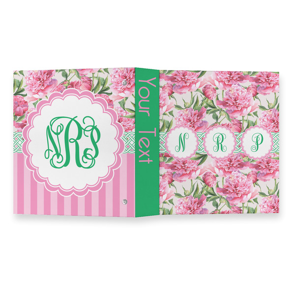 Watercolor Peonies 3 Ring Binders - Full Wrap - 1" - OPEN OUTSIDE