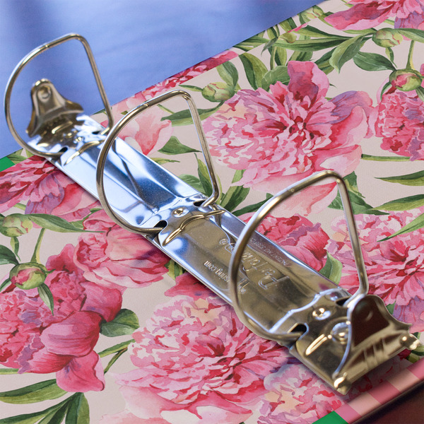 Watercolor Peonies 3 Ring Binders - Full Wrap - 2" - DETAIL