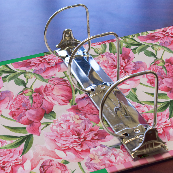 Watercolor Peonies 3 Ring Binders - Full Wrap - 3" - DETAIL