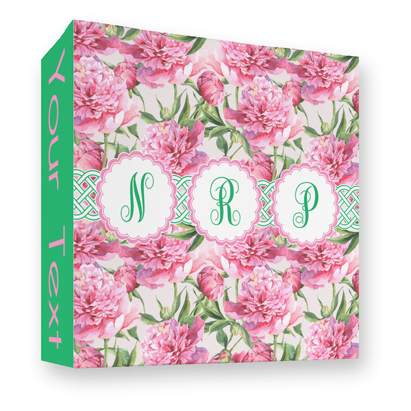 Custom Watercolor Peonies 3 Ring Binder - Full Wrap - 3" (Personalized)