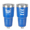 Watercolor Peonies 30 oz Stainless Steel Ringneck Tumbler - Blue - Double Sided - Front & Back