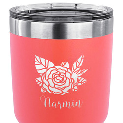 Watercolor Peonies 30 oz Stainless Steel Tumbler - Coral - Double Sided (Personalized)