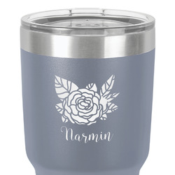 Watercolor Peonies 30 oz Stainless Steel Tumbler - Grey - Double-Sided (Personalized)