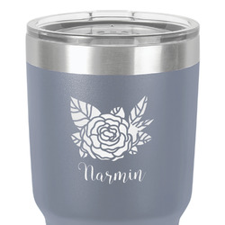 Watercolor Peonies 30 oz Stainless Steel Tumbler - Grey - Single-Sided (Personalized)