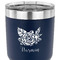 Watercolor Peonies 30 oz Stainless Steel Ringneck Tumbler - Navy - CLOSE UP