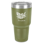 Watercolor Peonies 30 oz Stainless Steel Tumbler - Olive - Single-Sided (Personalized)