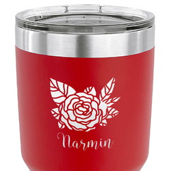 Watercolor Peonies 30 oz Stainless Steel Tumbler - Red - Single Sided (Personalized)