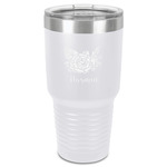 Watercolor Peonies 30 oz Stainless Steel Tumbler - White - Single-Sided (Personalized)