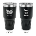 Watercolor Peonies 30 oz Stainless Steel Tumbler - Black - Double Sided (Personalized)