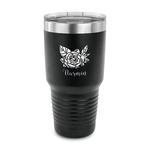 Watercolor Peonies 30 oz Stainless Steel Tumbler - Black - Single Sided (Personalized)