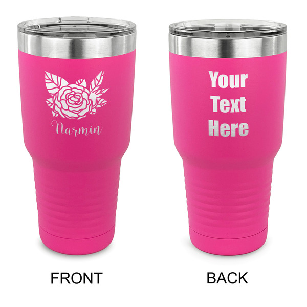 Custom Watercolor Peonies 30 oz Stainless Steel Tumbler - Pink - Double Sided (Personalized)