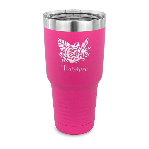 Custom Watercolor Peonies 30 oz Stainless Steel Tumbler - Pink - Single Sided (Personalized)