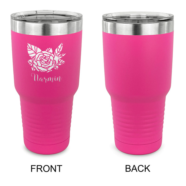 Watercolor Peonies 30 oz Stainless Steel Ringneck Tumblers - Pink - Single Sided - APPROVAL