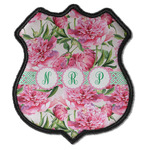 Watercolor Peonies Iron On Shield Patch C w/ Multiple Names
