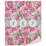 Watercolor Peonies Sherpa Throw Blanket (Personalized)