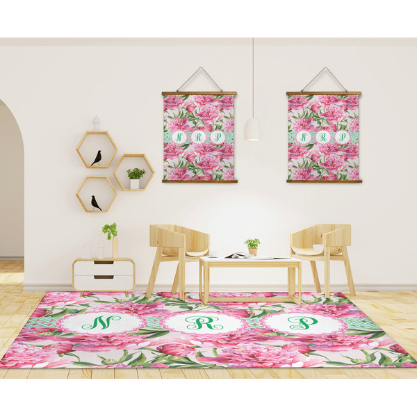 Watercolor Peonies 8'x10' Indoor Area Rugs - IN CONTEXT
