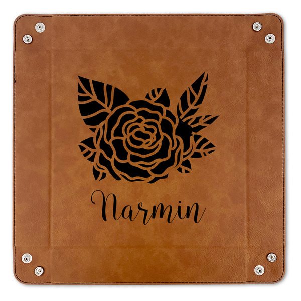 Watercolor Peonies 9" x 9" Leatherette Snap Up Tray - APPROVAL (FLAT)