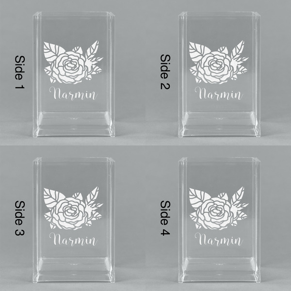 Watercolor Peonies Acrylic Pen Holder - All Sides