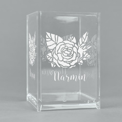 Watercolor Peonies Acrylic Pen Holder (Personalized)